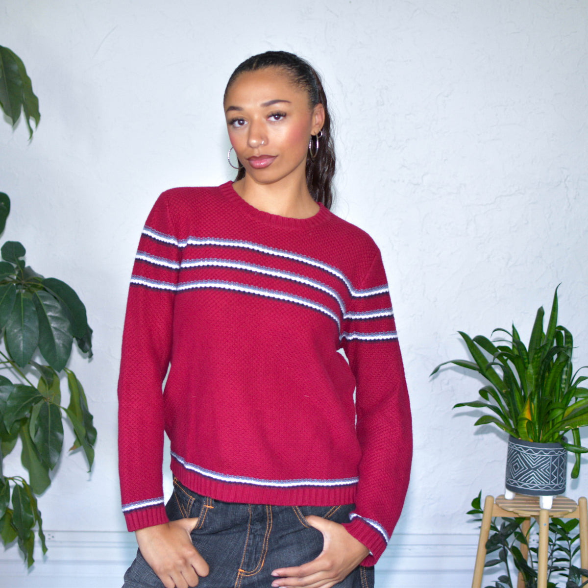 Vintage Y2K Christopher &amp; Banks Red Knit Sweater