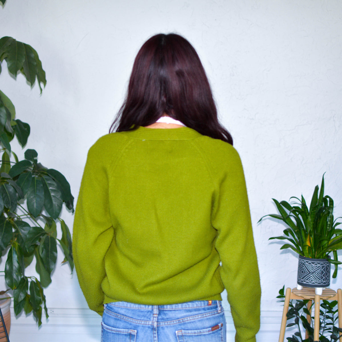 Vintage 70s Italic Knits Olive Green Cardigan