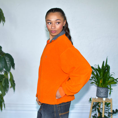 Vintage Polo By Ralph Lauren Orange Fleece Quarter-Zip