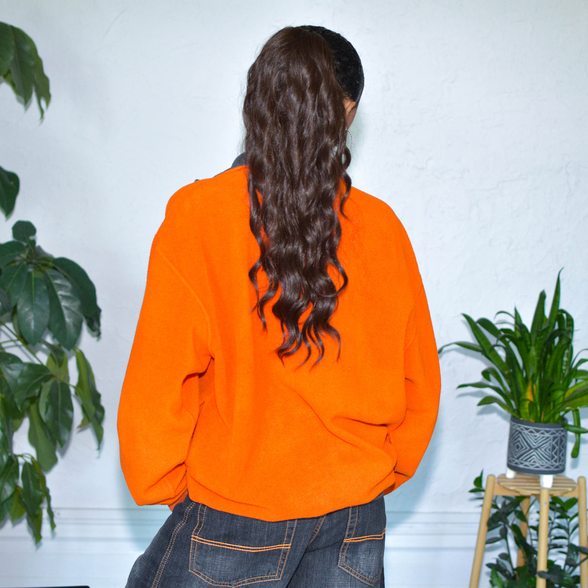 Vintage Polo By Ralph Lauren Orange Fleece Quarter-Zip