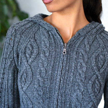 Vintage Y2K Quarter-Zip Cable Knit Sweater