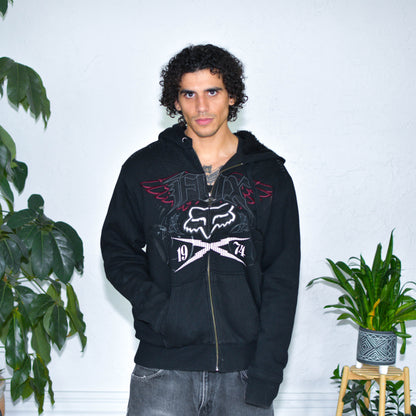Vintage Y2K Fox Racing Sherpa Zip-Up Sweatshirt