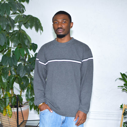 Vintage Y2K Grey Thermal Lined Waffle Knit Sweater