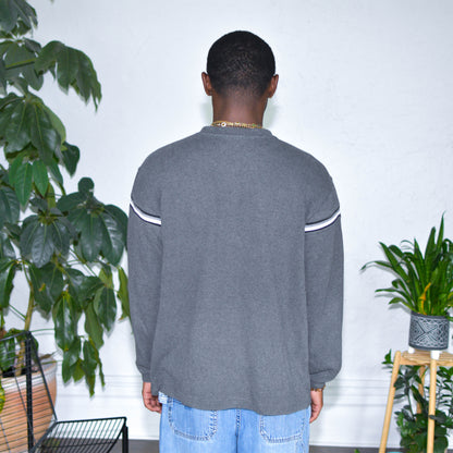 Vintage Y2K Grey Thermal Lined Waffle Knit Sweater