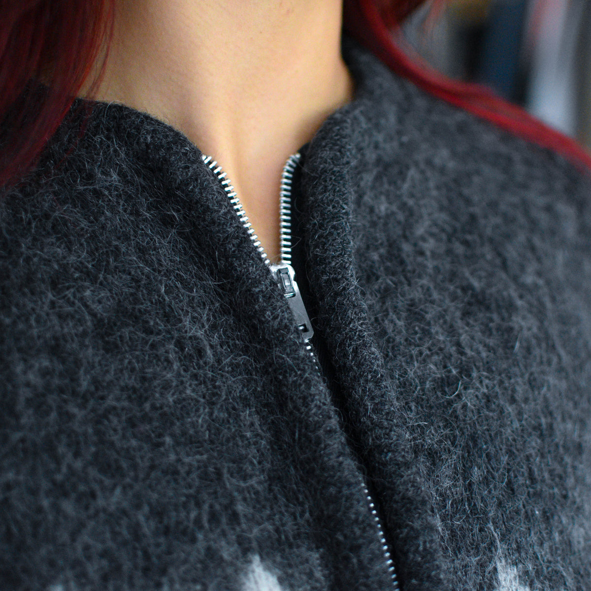Vintage Y2K Femme Wool Grey Knit Zip-Up
