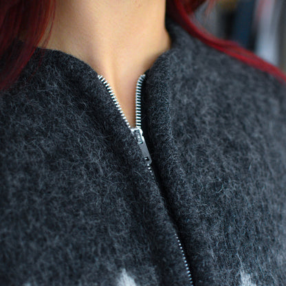 Vintage Y2K Femme Wool Grey Knit Zip-Up