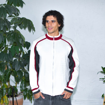 Vintage Y2K Ecko Cream Ribbed Knit Zip-Up