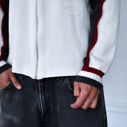 Vintage Y2K Ecko Cream Ribbed Knit Zip-Up