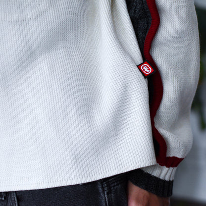 Vintage Y2K Ecko Cream Ribbed Knit Zip-Up