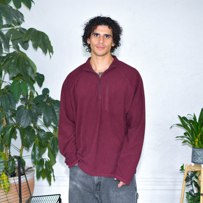 Vintage Y2K Burgundy Oakley Quarter- Zip Fleece