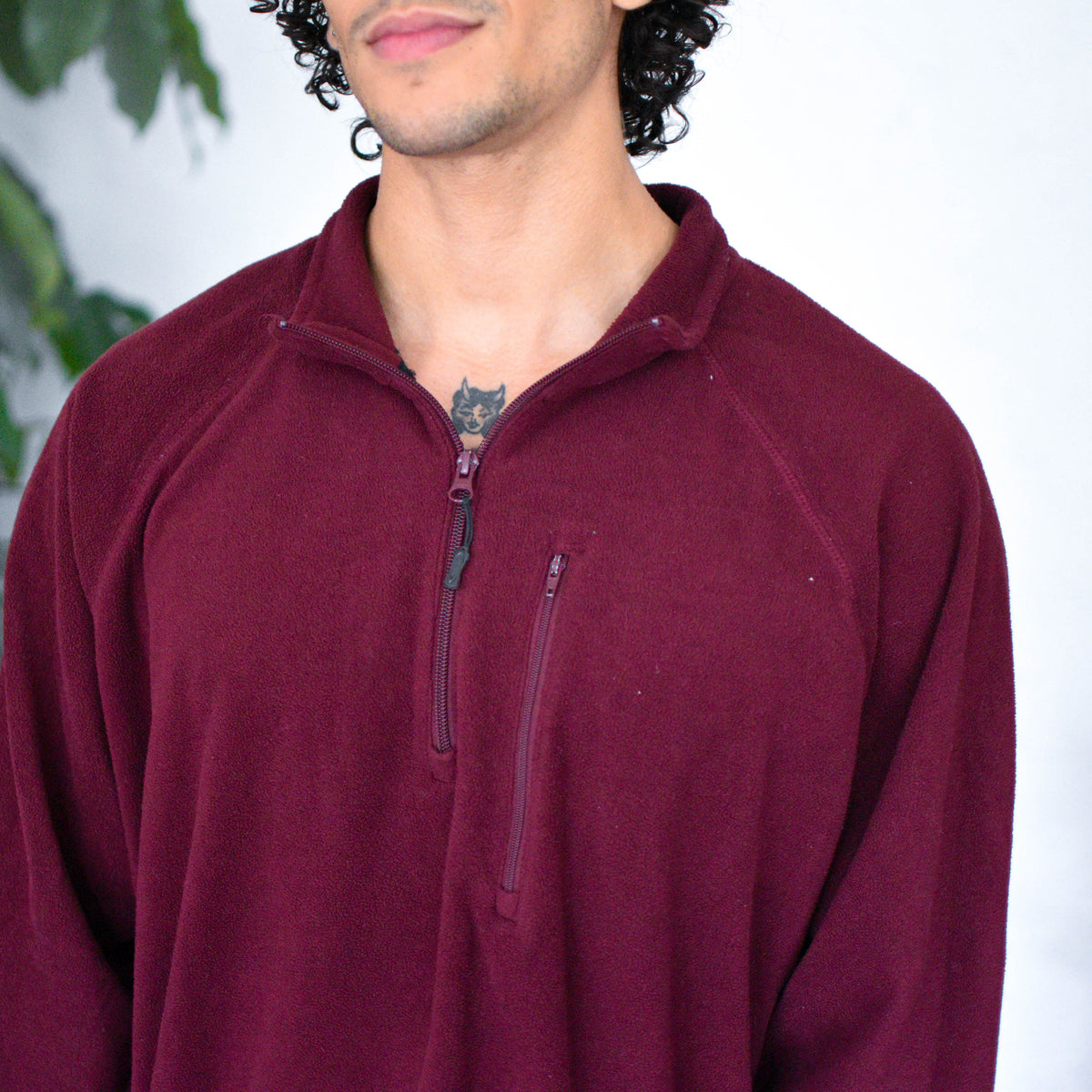 Vintage Y2K Burgundy Oakley Quarter- Zip Fleece