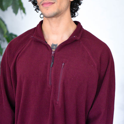 Vintage Y2K Burgundy Oakley Quarter- Zip Fleece