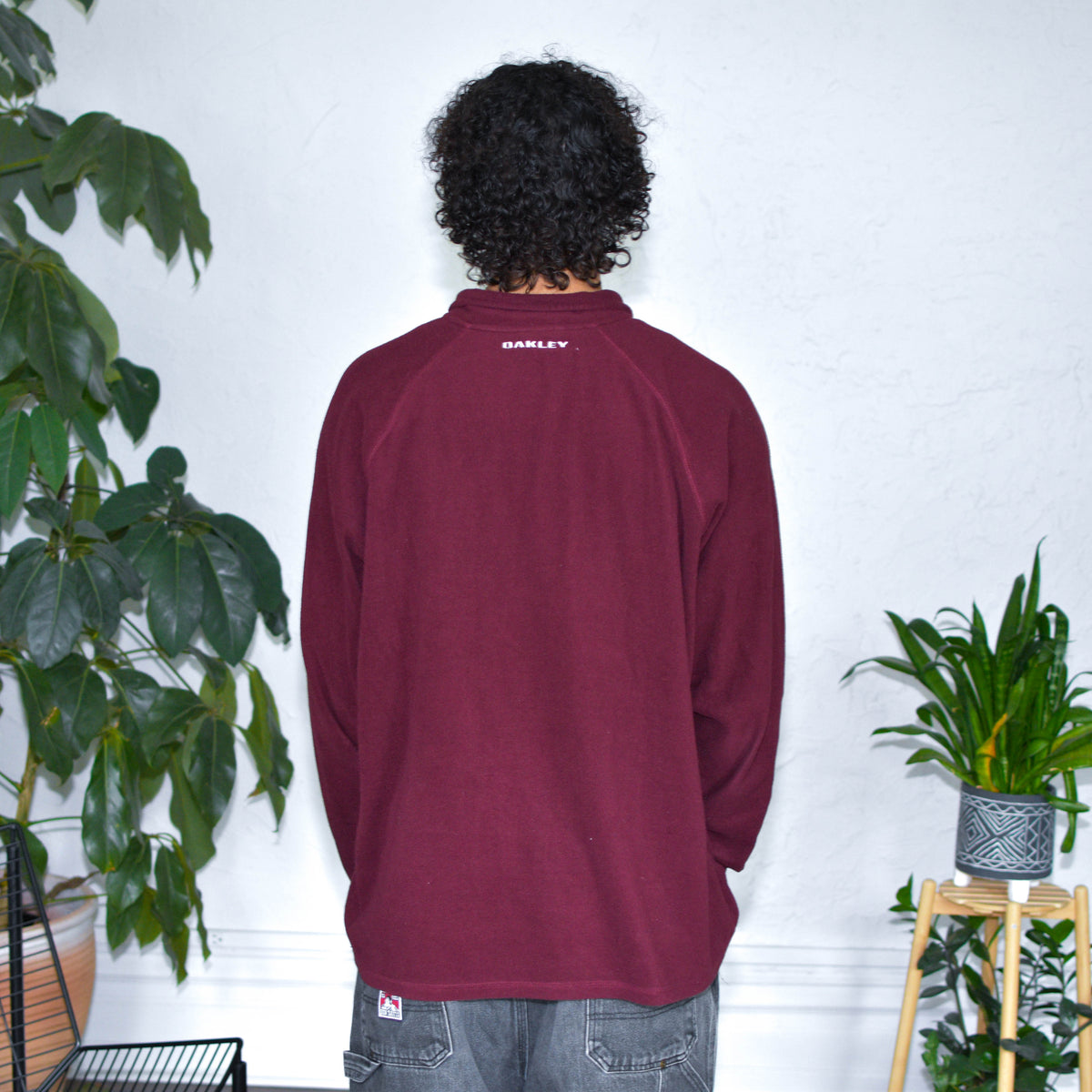 Vintage Y2K Burgundy Oakley Quarter- Zip Fleece