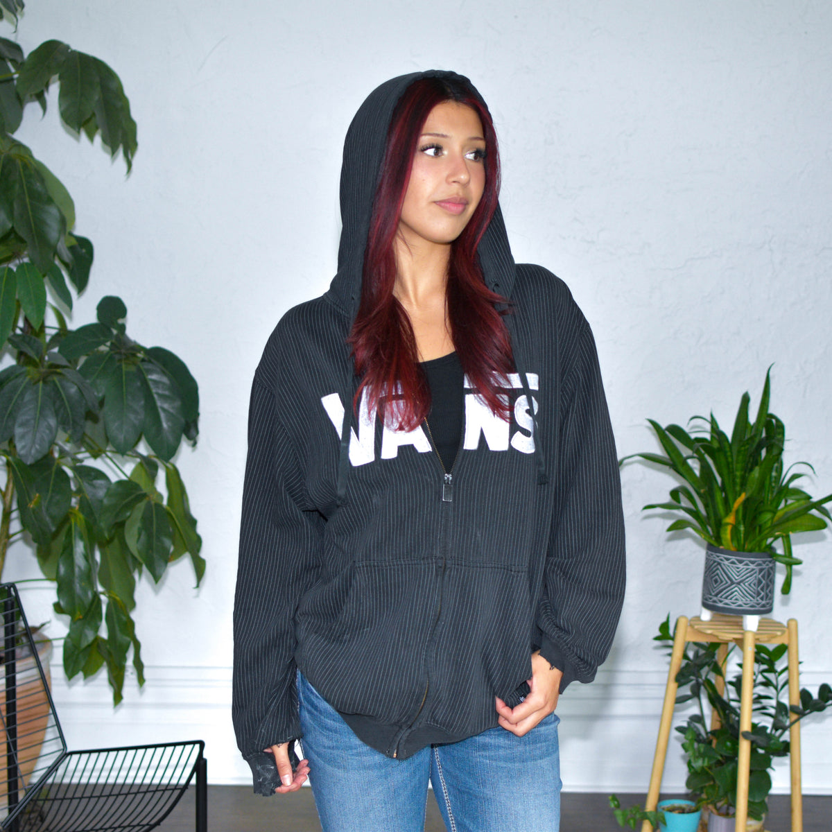 Vintage Y2K Black Vans Pinstripe Sweatshirt