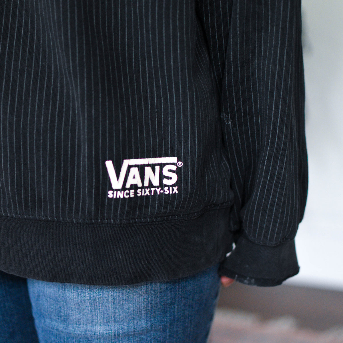 Vintage Y2K Black Vans Pinstripe Sweatshirt
