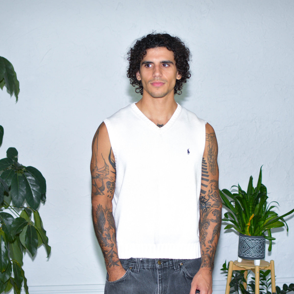 Vintage 90s Polo by Ralph Lauren Cream Sweater Vest