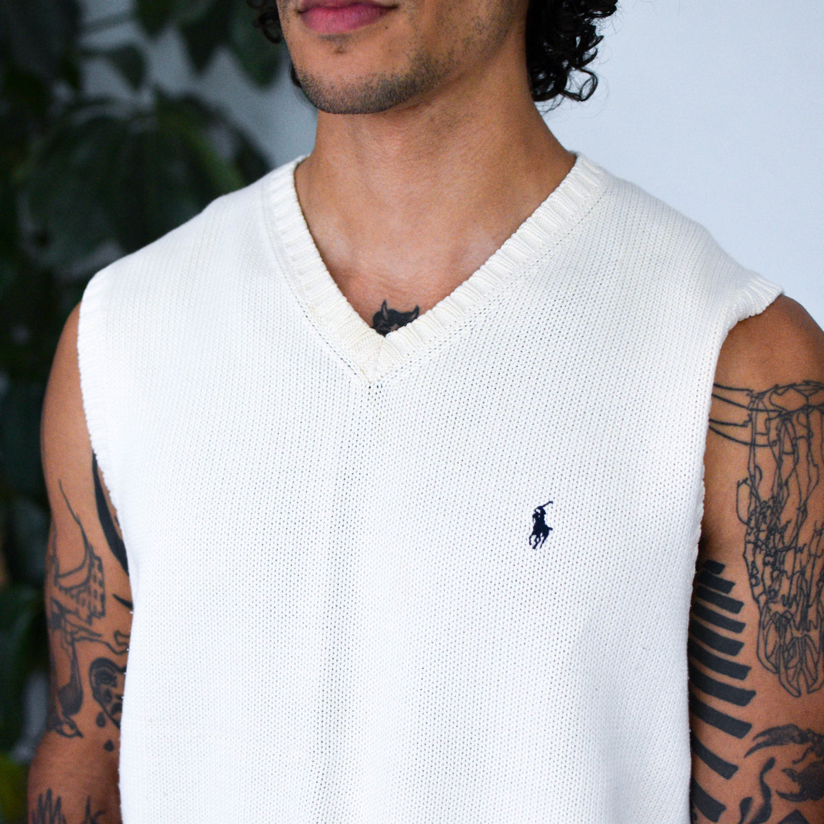 Vintage 90s Polo by Ralph Lauren Cream Sweater Vest