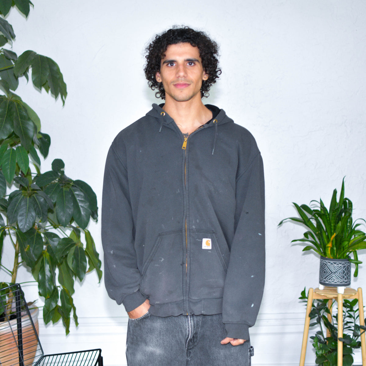 Vintage Distressed Thermal Lined Carhartt Zip Up Sweatshirt