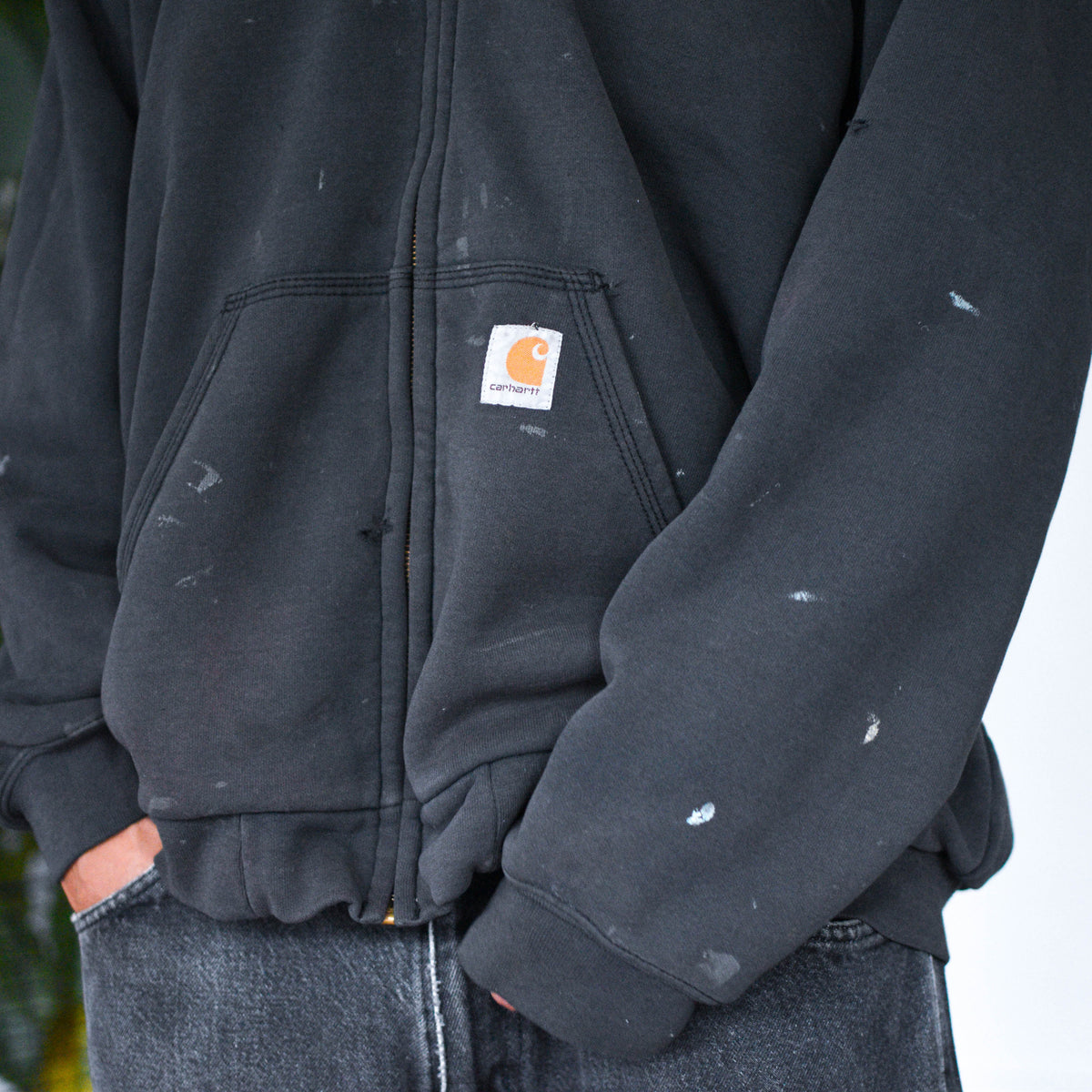 Vintage Distressed Thermal Lined Carhartt Zip Up Sweatshirt