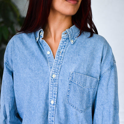 Vintage Old Navy Light-Wash Blue Denim Button-Up Top