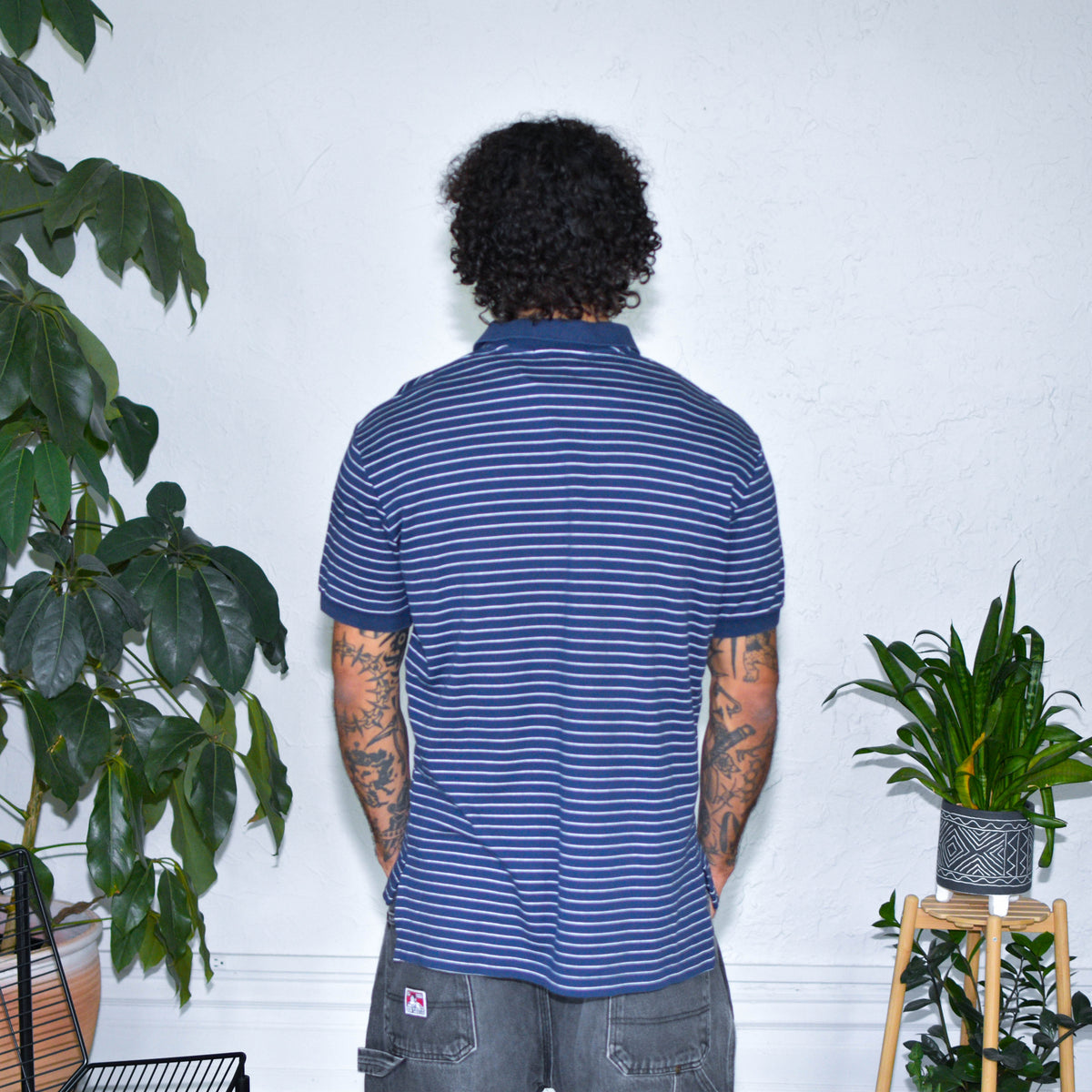 Vintage Polo By Ralph Lauren Navy Blue Striped Polo