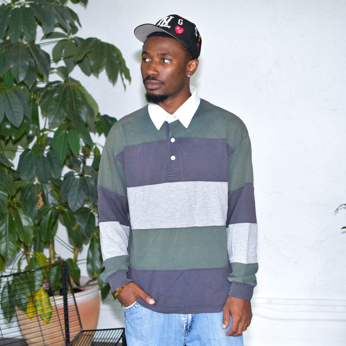 Vintage 90s Olive Green and Dark Purple Rugby