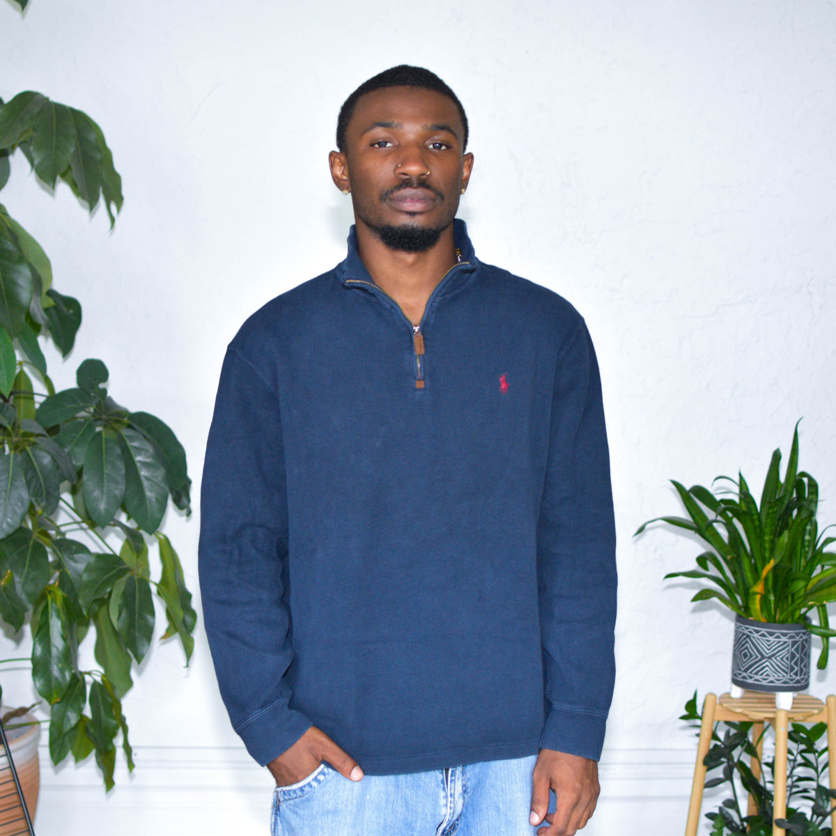 Vintage Polo By Ralph Lauren Dark Blue Quarter-Zip