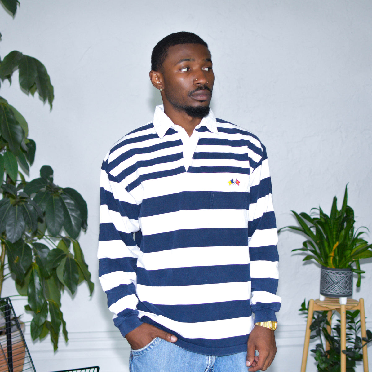 Vintage 90s Kenny Rogers Striped Long Sleeve Rugby