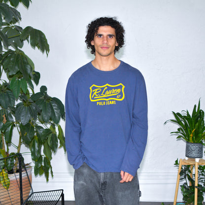 Vintage Polo Jeans Ralph Lauren Navy Blue Long Sleeve T-Shirt