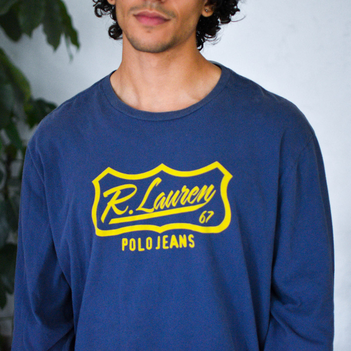 Vintage Polo Jeans Ralph Lauren Navy Blue Long Sleeve T-Shirt
