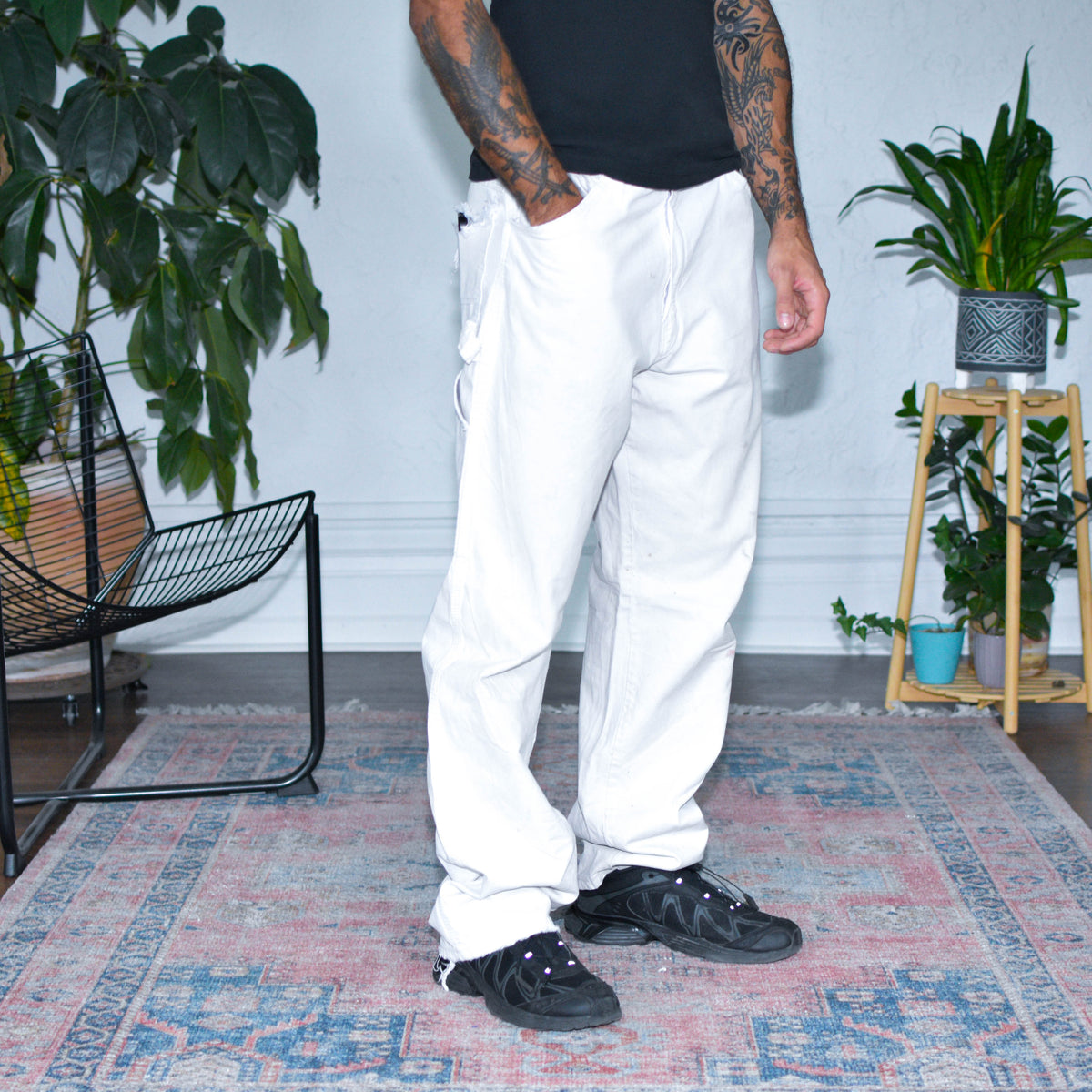 Vintage Distressed White Dickies Carpenter Pants