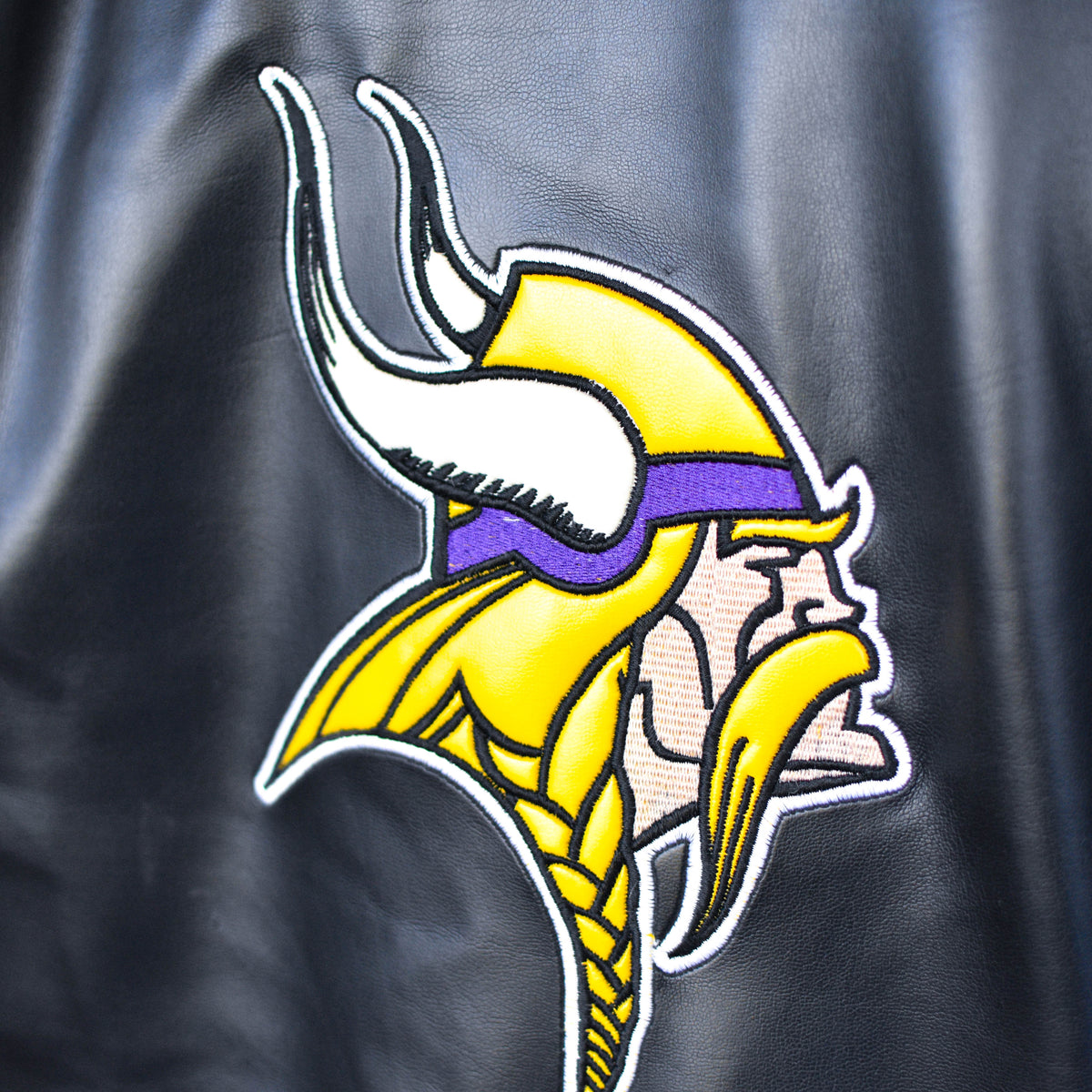 Vintage Minnesota Vikings Black Leather Jacket