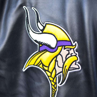 Vintage Minnesota Vikings Black Leather Jacket