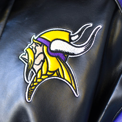 Vintage Minnesota Vikings Black Leather Jacket
