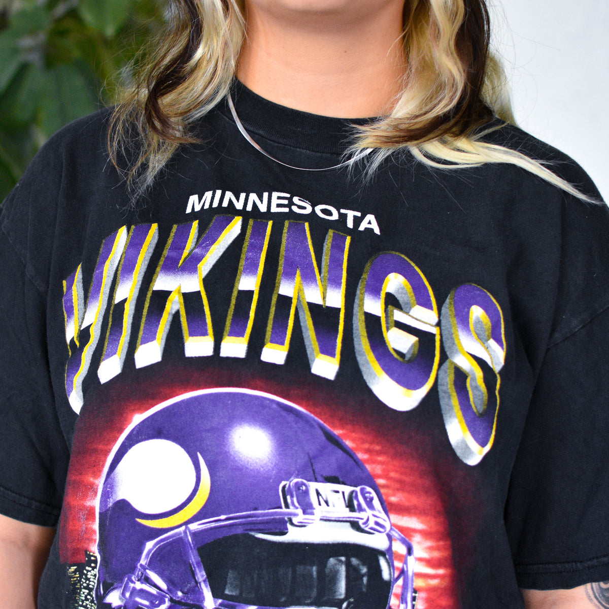 Vintage Minnesota Vikings 3D Helmet Graphic T-Shirt