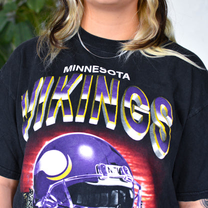 Vintage Minnesota Vikings 3D Helmet Graphic T-Shirt