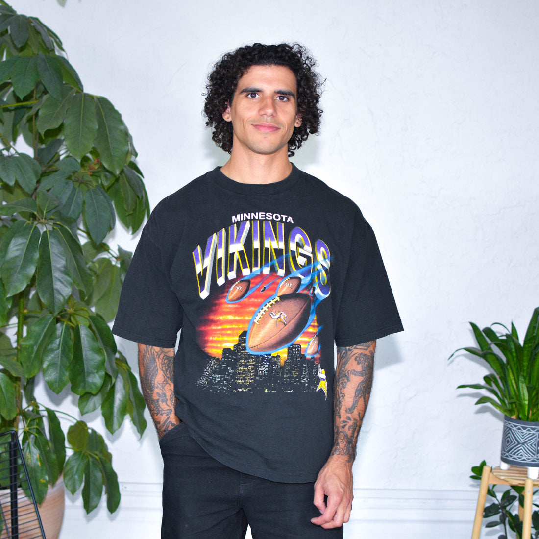Vintage Minnesota Vikings 3D Skyline Graphic T-Shirt
