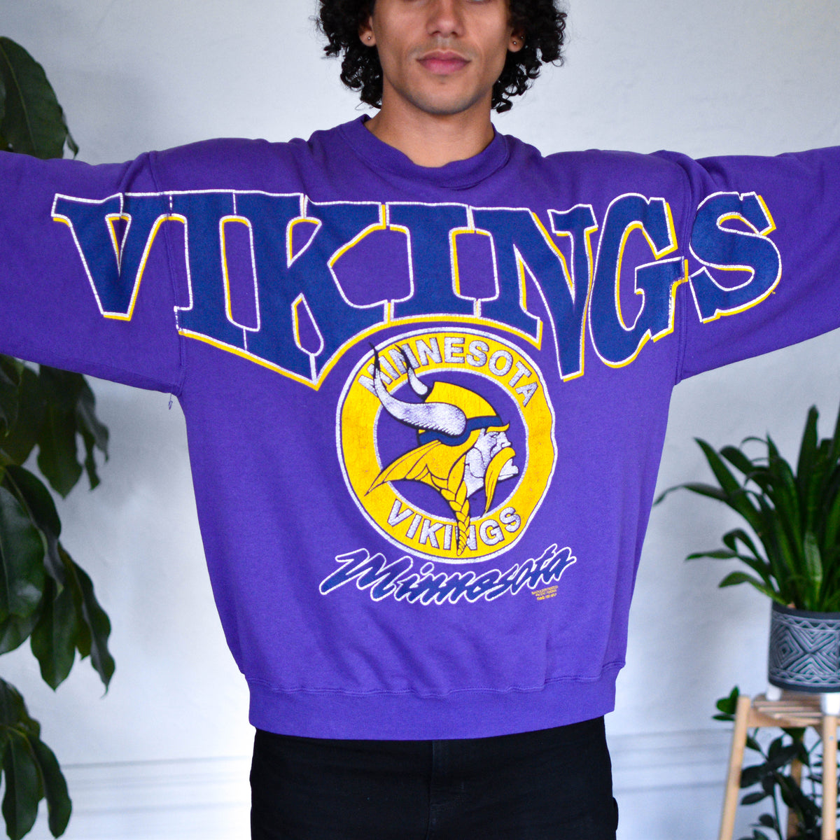 Vintage Minnesota Vikings Purple Spell-Out Sweatshirt