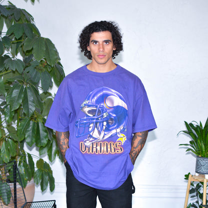 Vintage Minnesota Vikings 3D Helmet Graphic T-Shirt