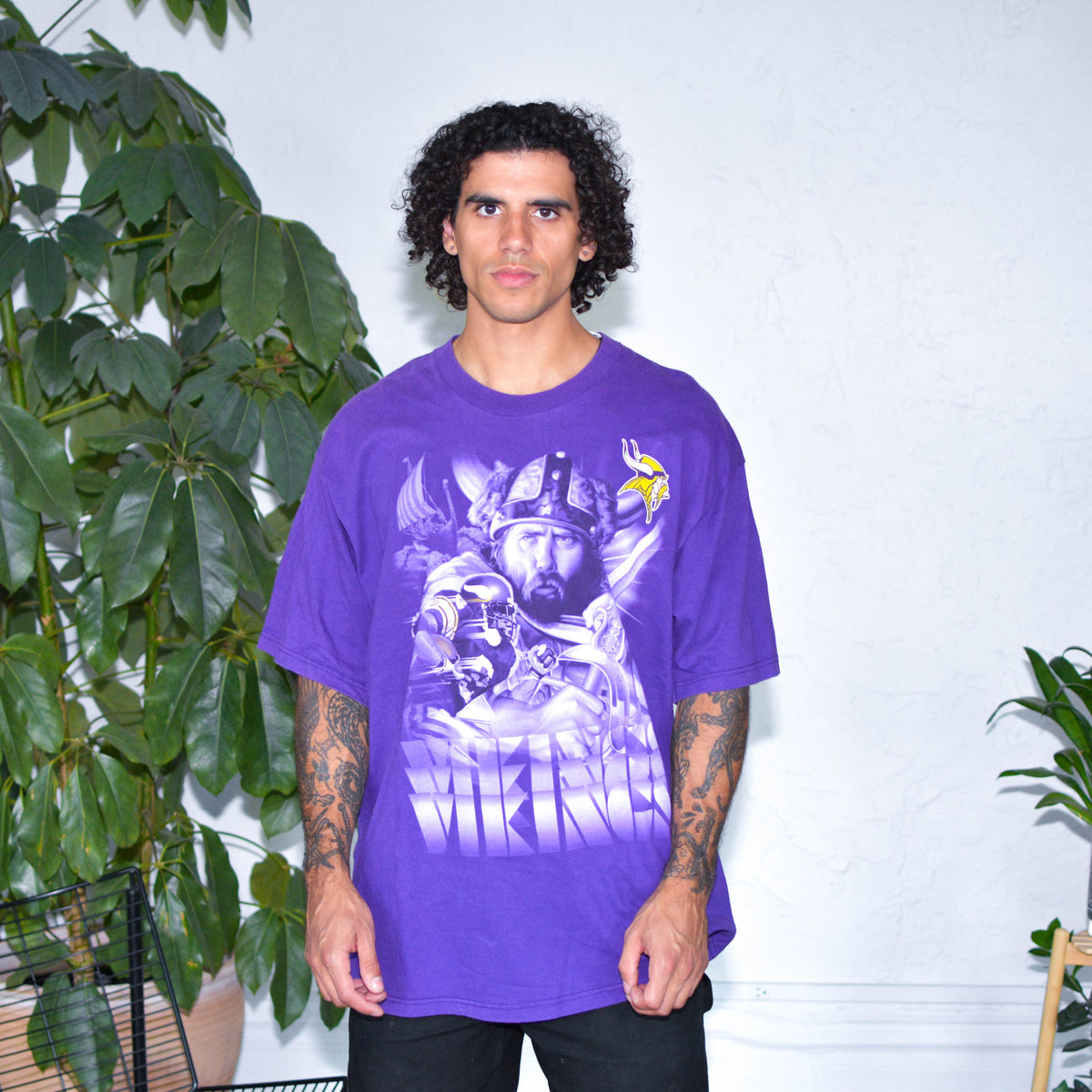 Vintage Minnesota Vikings Prop Player Purple Graphic T-Shirt