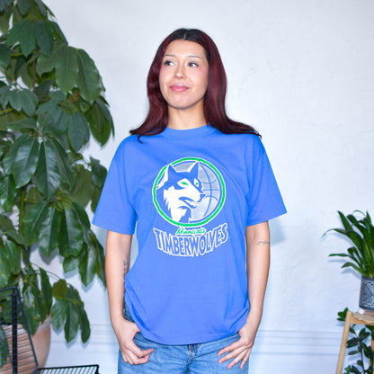 Vintage 90s Blue Minnesota Timberwolves Logo T-Shirt