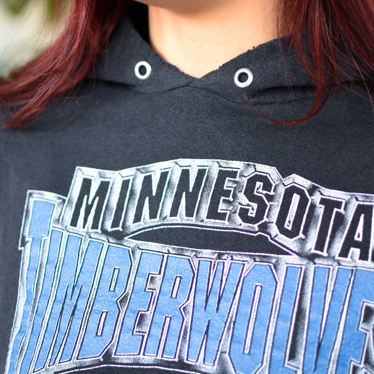 Vintage 90s Minnesota Timberwolves Logo 7 Black Hoodie