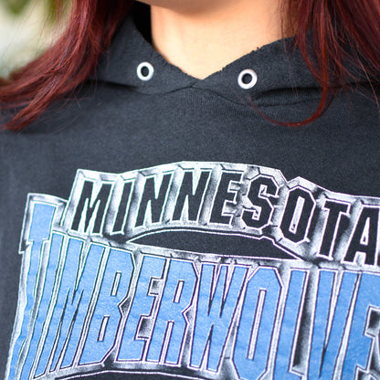 Vintage 90s Minnesota Timberwolves Logo 7 Black Hoodie