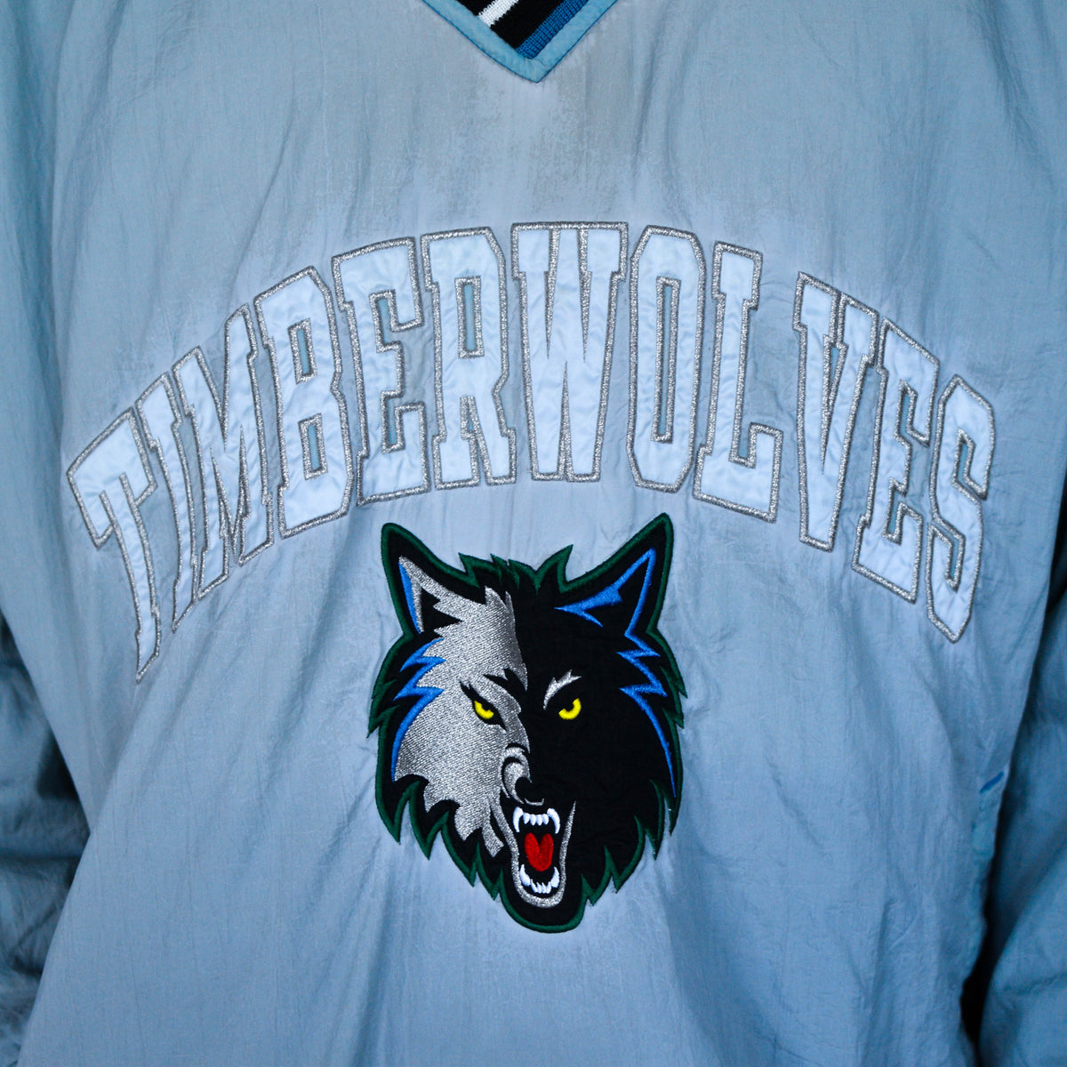Vintage 90s Minnesota Timberwolves Champion V-Neck Pullover Winder Breaker