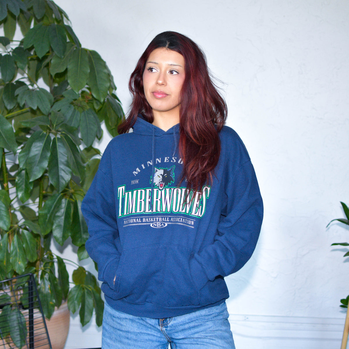 Vintage 90s Navy Blue Minnesota Timberwolves Hoodie