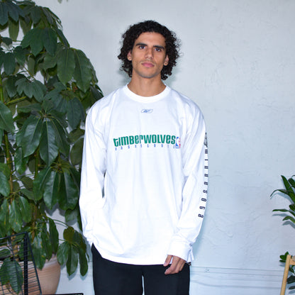 Vintage Minnesota Timberwolves Reebok Long Sleeve White T-Shirt