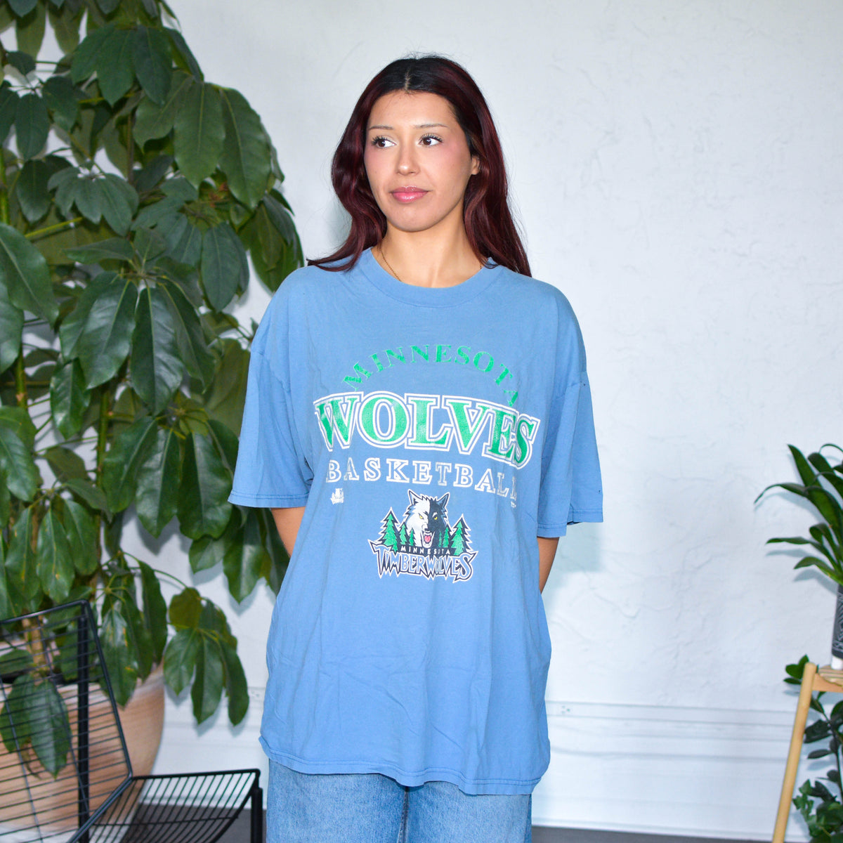 Vintage Minnesota Timberwolves Light Blue Graphic T-Shirt