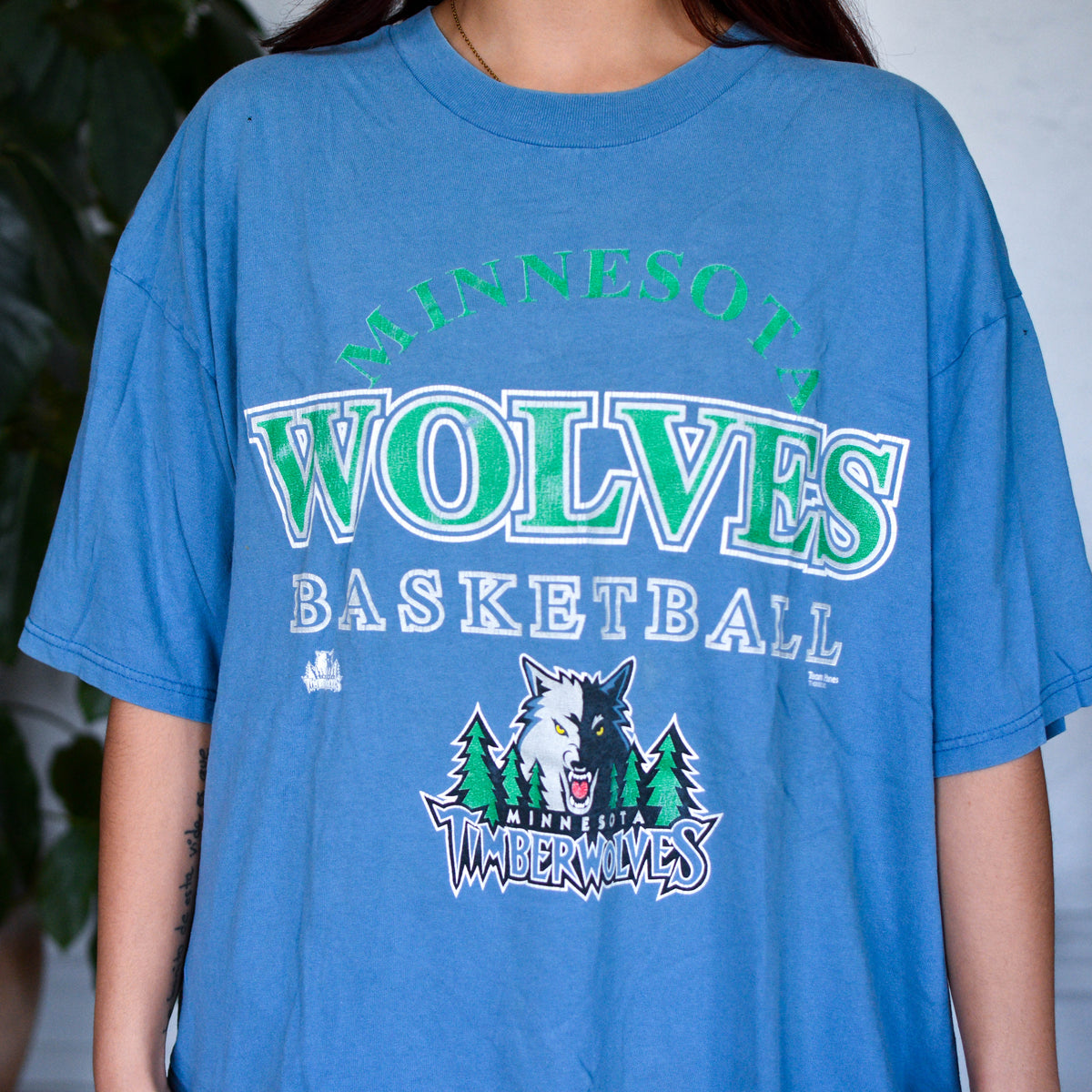 Vintage Minnesota Timberwolves Light Blue Graphic T-Shirt