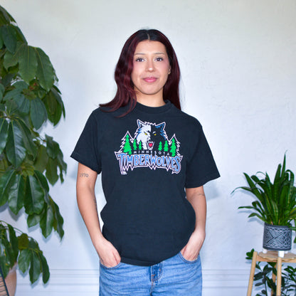 Vintage 90s Pro Player Black Minnesota Timberwolves T-Shirt