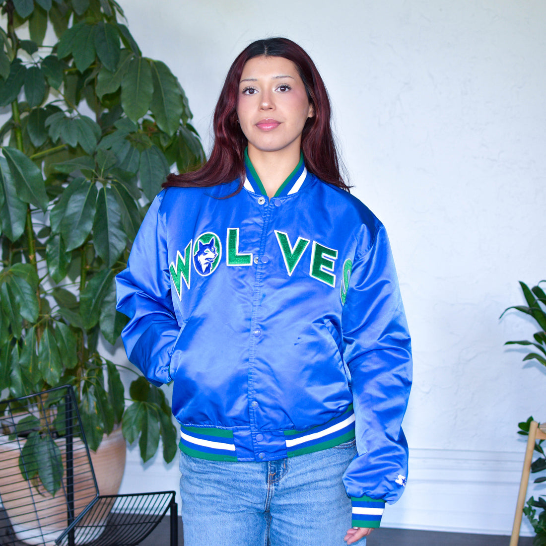 Vintage 90s Minnesota Timberwolves Quilted Starter Satin Jacket